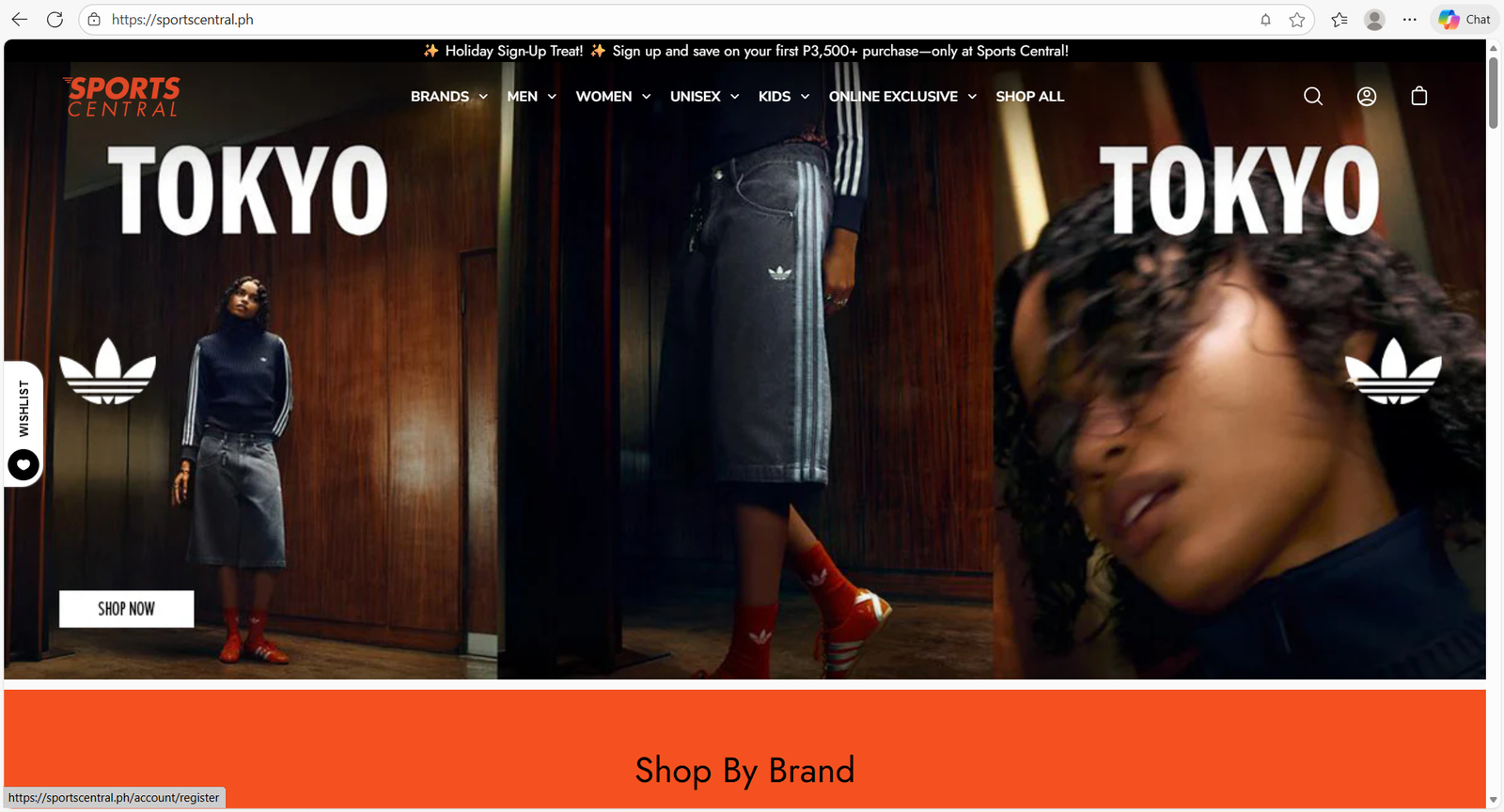 Sports gear e-commerce website screenshot